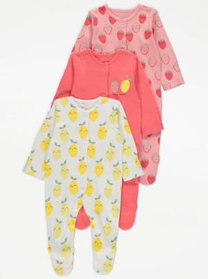 Assorted Bright Fruit Sleepsuits Pack