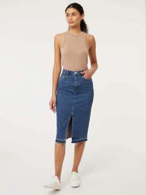 Dark Wash Denim Midi Skirt Women at ASDA
