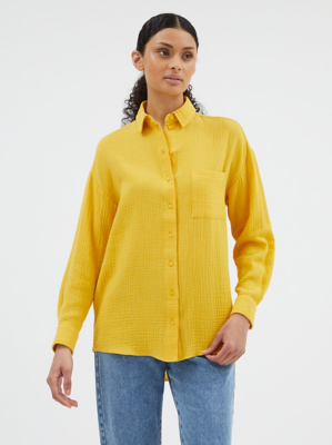 Yellow Double Cloth Textured Shirt Women at ASDA