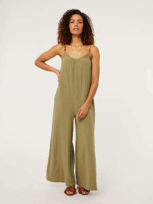 Khaki Bead Strap Lightweight Jumpsuit Women at ASDA