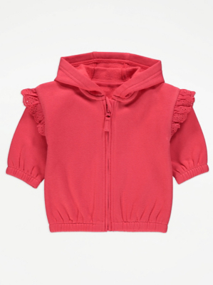 Berry Embroidered Sleeve Zip Hoodie Baby at ASDA