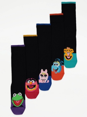 Disney The Muppets Black Character Socks 5 Pack Men at ASDA