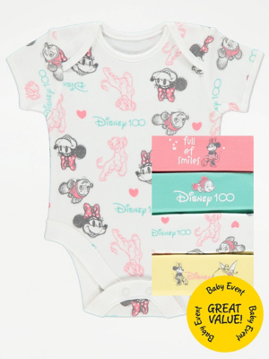 Disney 100 Character Bodysuits 5 Pack Baby at ASDA