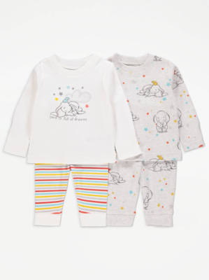 Disney Dumbo Stripe Grey Pyjamas 2 Pack Baby at ASDA