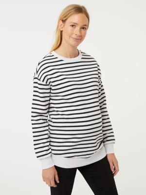 Maternity Grey Striped Sweatshirt Women at ASDA