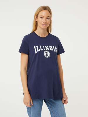 Maternity Navy Illinois Slogan Print TShirt Women at ASDA