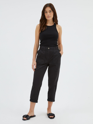 Black Cropped Cotton Trousers Women at ASDA