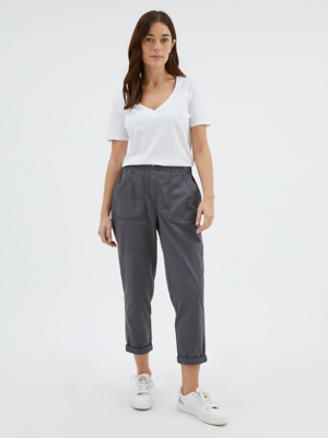 Grey Cropped Cotton Trousers Women at ASDA