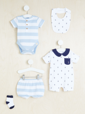 Billie Faiers Nautical Stripe 5 Piece Baby Bundle Baby at ASDA