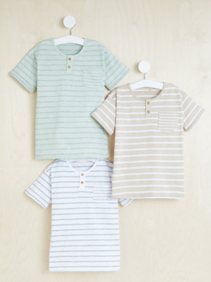 Billie Faiers Striped Button Up TShirts 3 Pack Baby at ASDA
