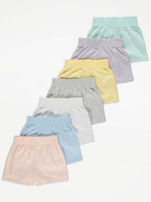 Pastel Shorts 7 Pack Kids at ASDA