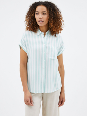 Mint Green Striped Shirt Women at ASDA