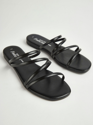 Wide Fit Black Strappy Sandals Women at ASDA