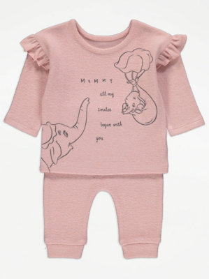 Disney Dumbo Pink Soft Knitted Top and Trousers Outfit Baby