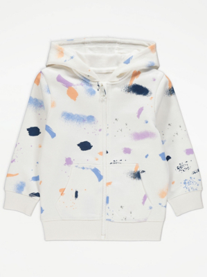 White Paint Splatter Zip Up Hoodie | Kids | George at ASDA