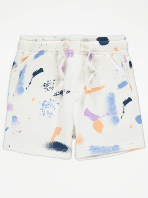 White Paint Splatter Jersey Shorts Kids at ASDA