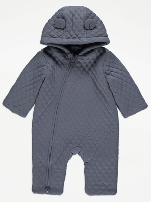 Blue Quilted Pramsuit Baby at ASDA