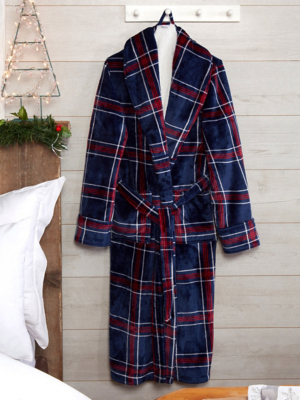 Sleepdown Navy Checked Dressing Gown Men at ASDA