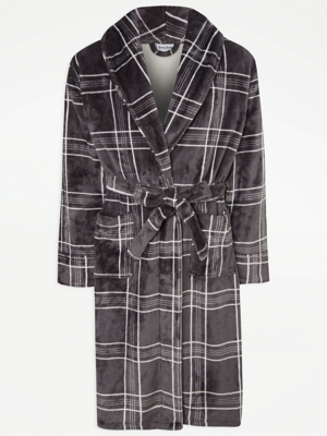 Sleepdown Grey Checked Dressing Gown Men at ASDA