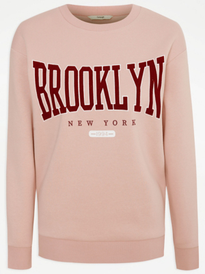 Pink Brooklyn Slogan Print Sweatshirt | Women | George at ASDA