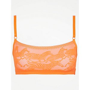 Bright Orange Lace Zebra Print Bandeau Bralette, Sale & Offers