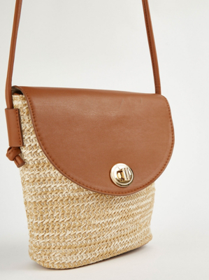 Brown Raffia Cross Body Bag Women at ASDA