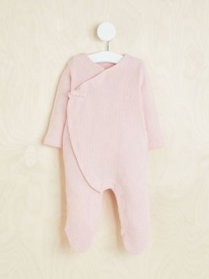 Billie Faiers Pink Waffle Bow Sleepsuit Baby at ASDA