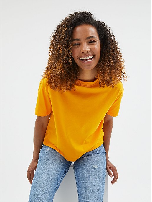 Orange Boxy Fit Cotton T-Shirt | Women | George at ASDA