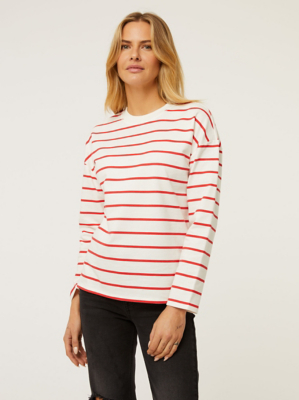 Red Striped Long Sleeve Top Women at ASDA