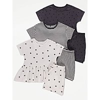 Spot and Stripe Peplum Top and Shorts Outfit 3 Pack | Kids | George at ASDA