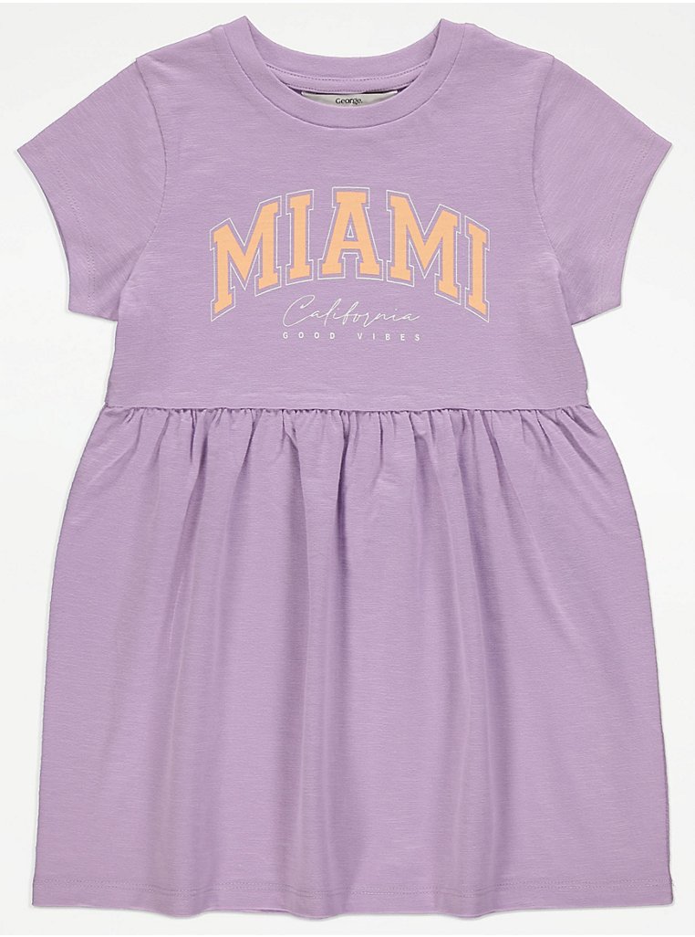 Lilac Miami Slogan Dress | Kids | George at ASDA