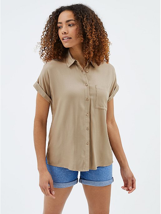 Neutral Soft Touch Short Sleeve Shirt | Women | George at ASDA