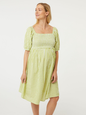 Maternity Lime Green Gingham Mini Dress Women at ASDA