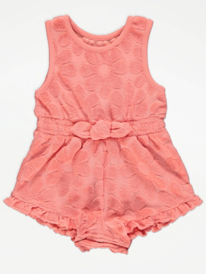 Coral 3D Flower Towelling Sleeveless Romper Baby at ASDA