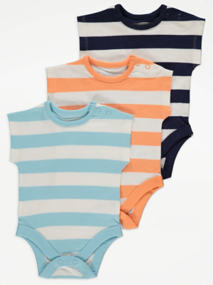 Assorted Stripe Bodysuits 3 Pack Baby at ASDA