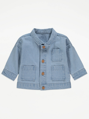 Blue Button Up Denim Jacket Baby at ASDA