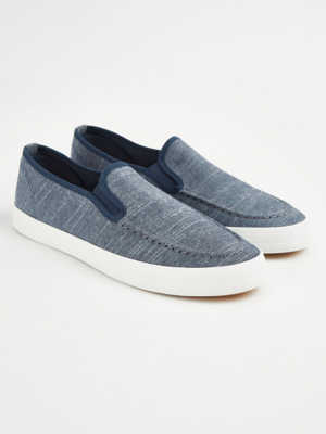 Navy Canvas Slip On Pumps Men at ASDA
