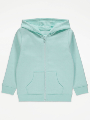 Aqua Plain Zip Up Hoodie Kids at ASDA