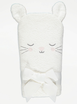 White Bunny Hooded Towel Baby at ASDA