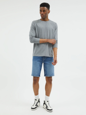 Blue Mid Wash Denim Shorts Men at ASDA