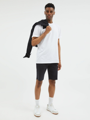 Black Wash Raw Edge Denim Shorts Men at ASDA