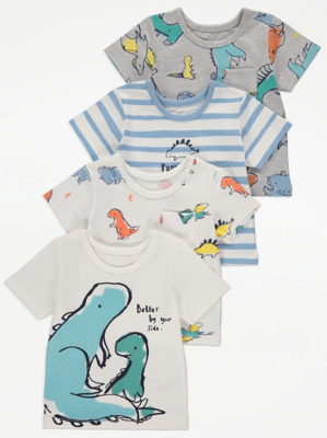 Dinosaur TShirts 4 Pack Baby at ASDA