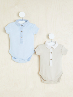 Billie Faiers Striped Collared Bodysuits 2 Pack Baby at ASDA