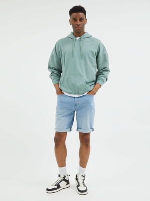 Light Blue Wash Turn Up Denim Shorts Men at ASDA