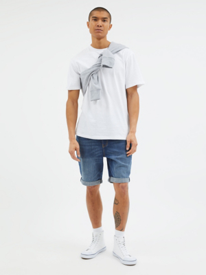 Blue Wash Turn Up Denim Shorts Men at ASDA