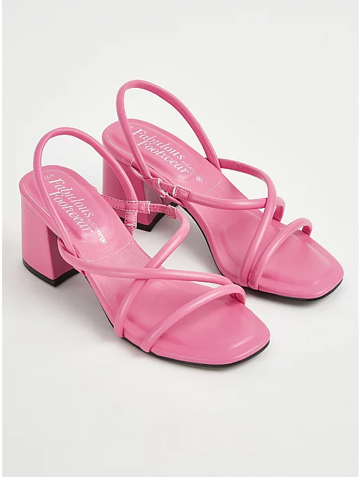 Pink Strappy Heeled Sandals George at ASDA