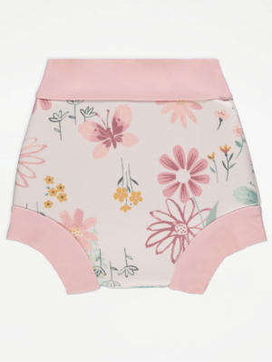 Pink Floral Print Swim Nappy Baby at ASDA