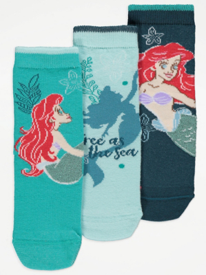 Disney The Little Mermaid Ariel Cotton Rich Socks 3 Pack Kids