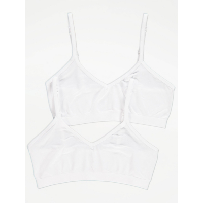 George White Strappy Seam Free Crop Tops 2 Pack
