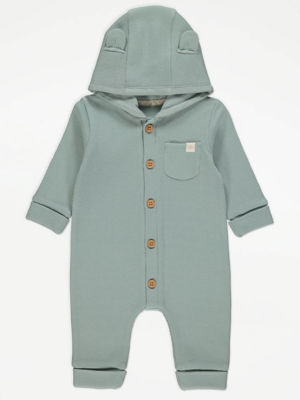 Unisex Sage Green Hooded Knitted Romper Baby at ASDA